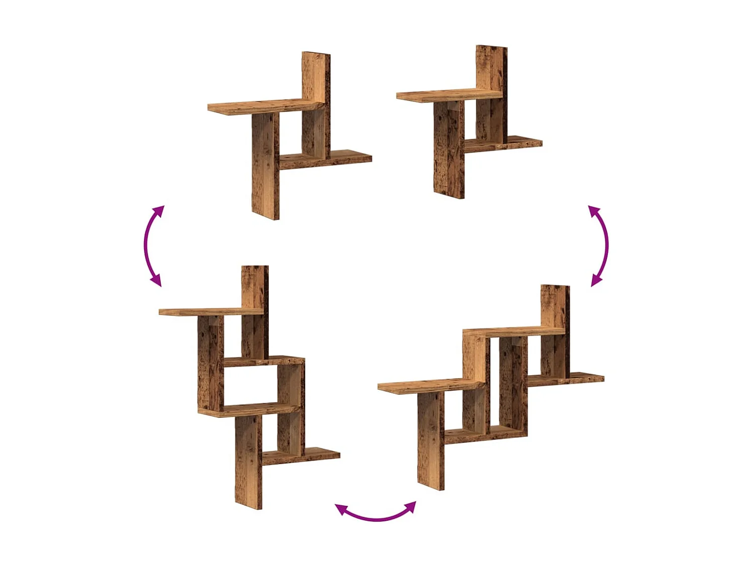 Estantes de pared 2 piezas madera vieja 38x12x38 cm madera de ingeniería