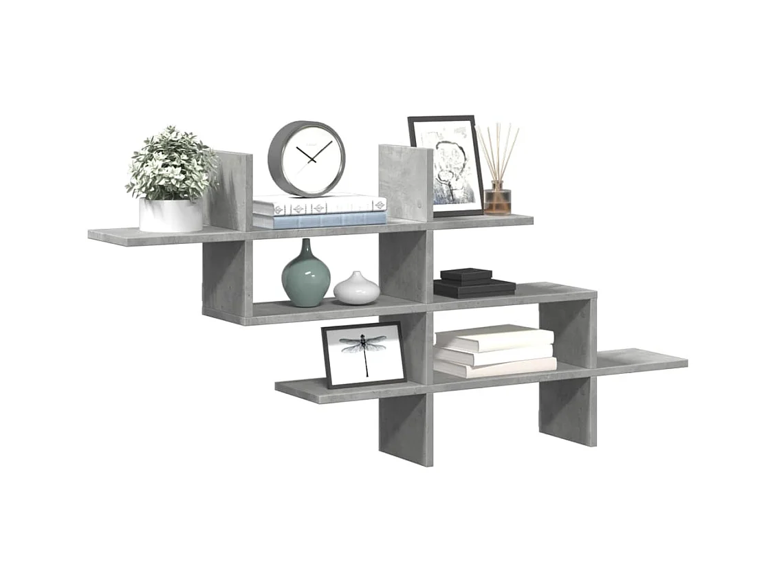 Estante de pared gris hormigón 124,5x18x60,5 cm madera de ingeniería