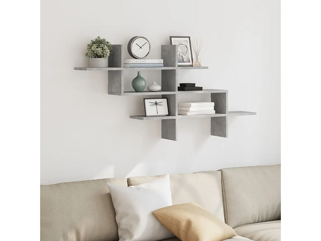 Estante de pared gris hormigón 124,5x18x60,5 cm madera de ingeniería