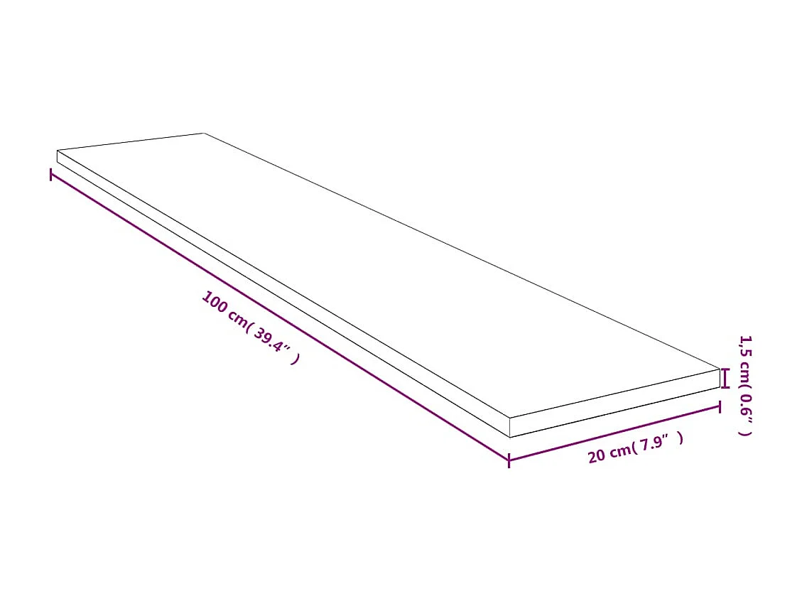 Étagère murale 100x20x1,5 cm bambou