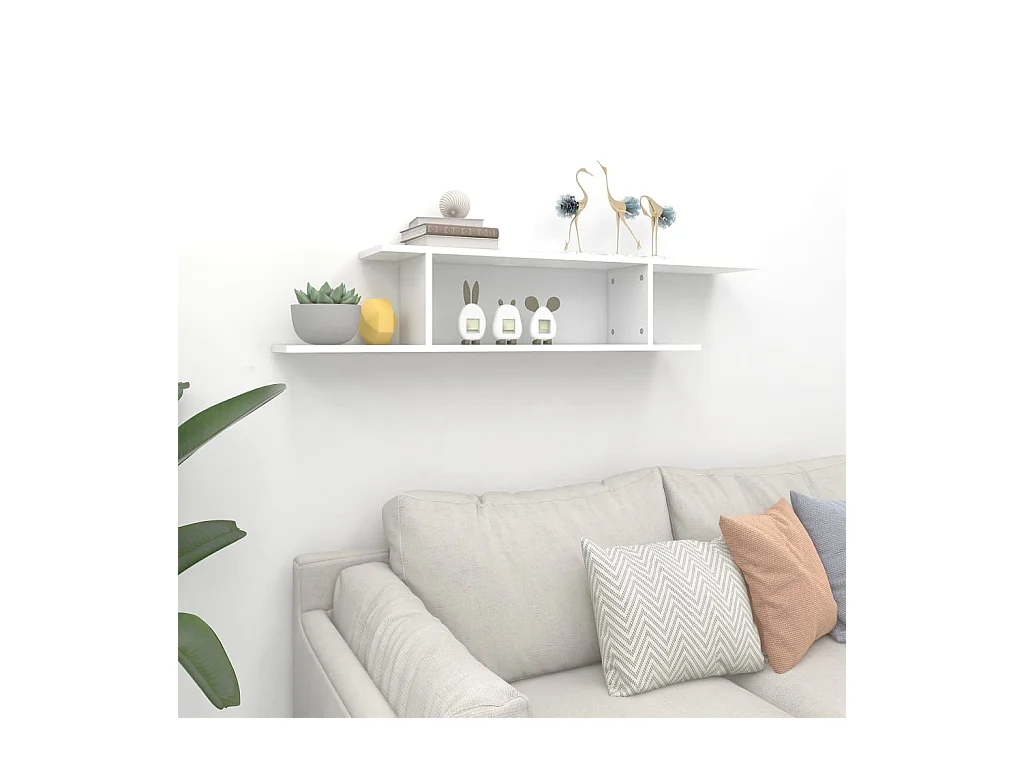 Mensola porta TV da parete bianca 125x18x23 cm in legno ingegnerizzato