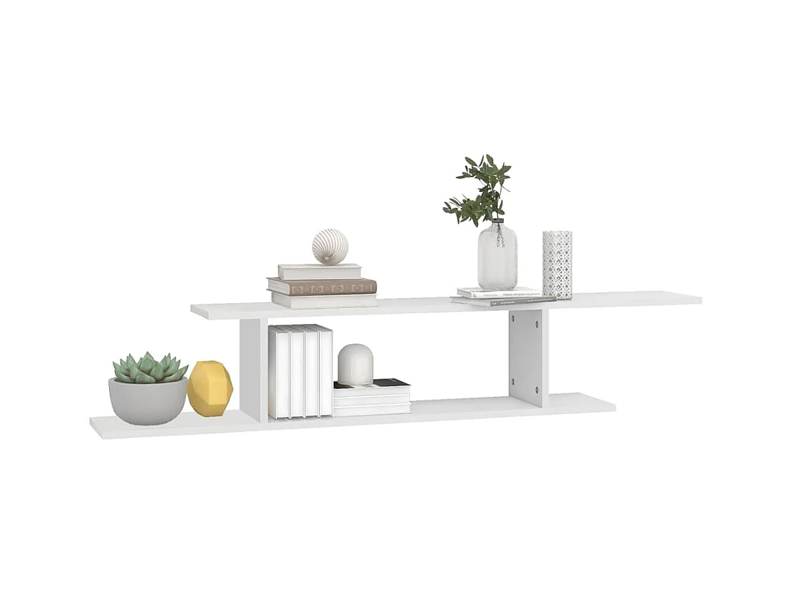 Mensola porta TV da parete bianca 125x18x23 cm in legno ingegnerizzato