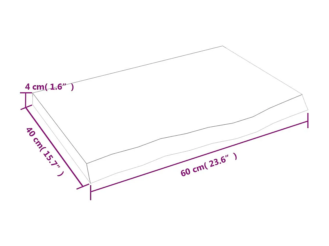 Étagère murale 60x40x(2-4) cm bois de chêne massif non traité