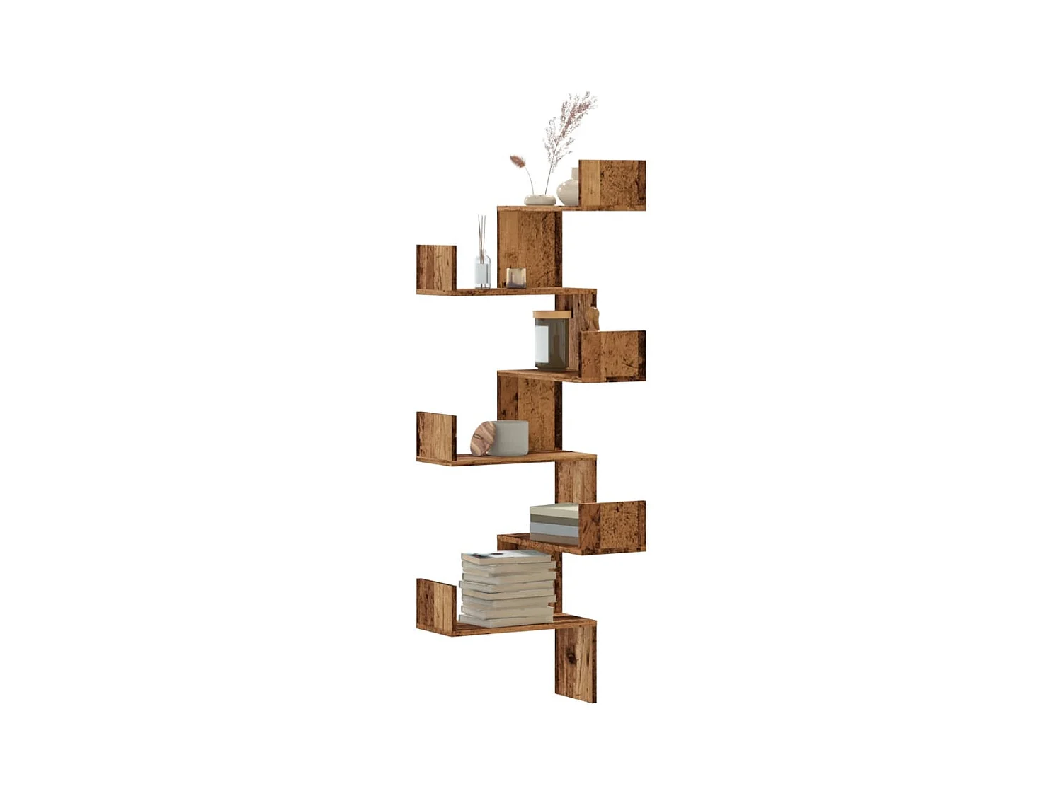 Wandhoekplank oud hout 45x45x147cm bewerkt hout