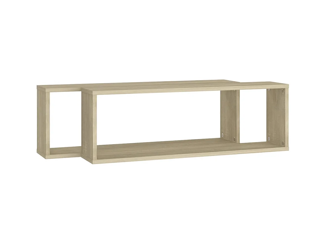 Étagères cube murales 2 pcs chêne sonoma bois d'ingénierie