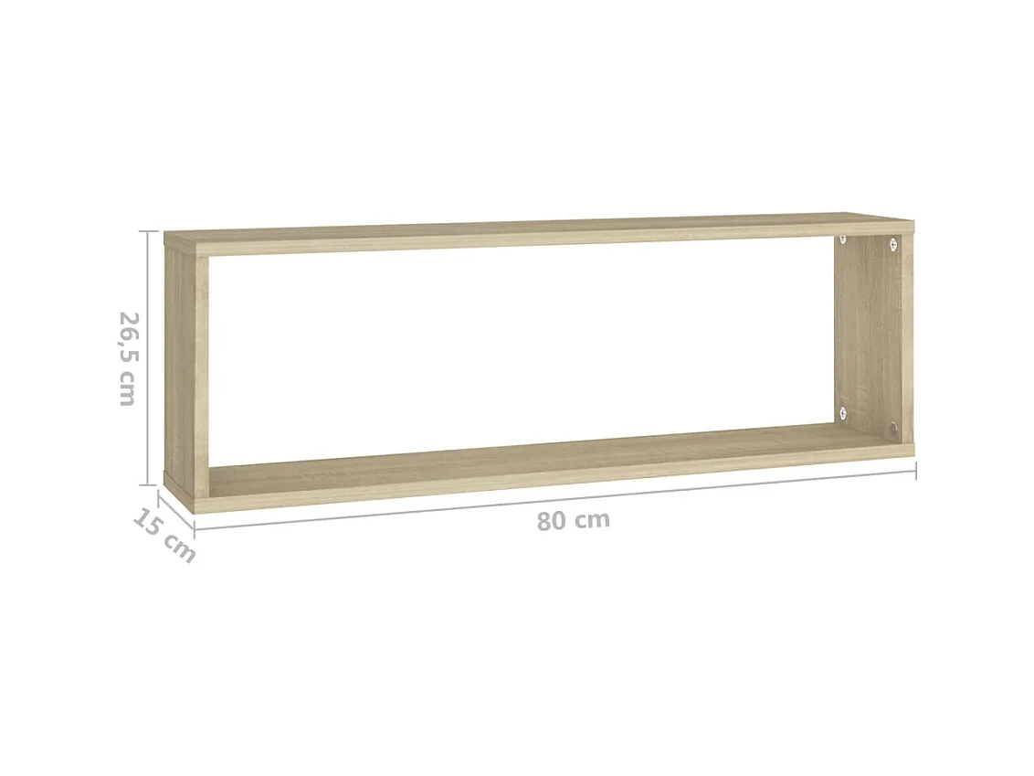 Étagères cube murales 2 pcs chêne sonoma bois d'ingénierie