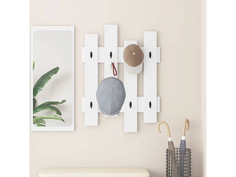 Porte-manteau mural Blanc 60 x 3 x 82 cm Bois d'ingénierie