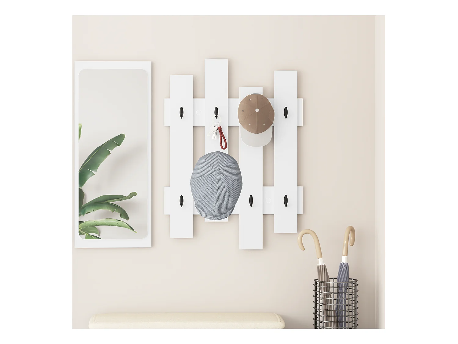 Porte-manteau mural Blanc 60 x 3 x 82 cm Bois d'ingénierie
