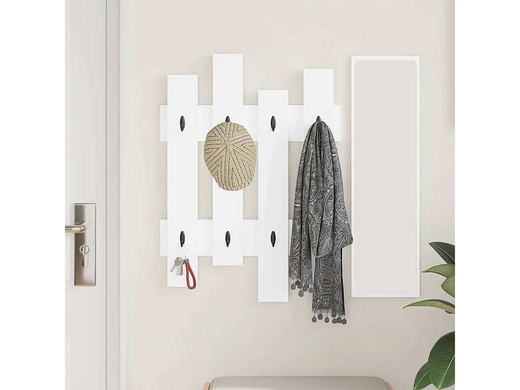 Porte-manteau mural Blanc 60 x 3 x 82 cm Bois d'ingénierie