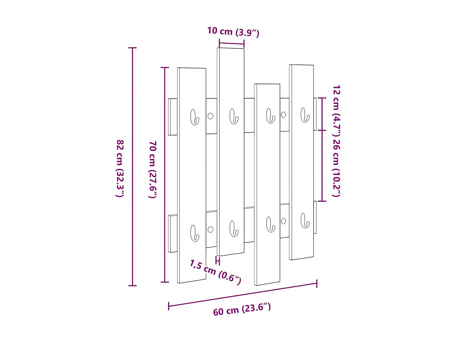 Porte-manteau mural Blanc 60 x 3 x 82 cm Bois d'ingénierie