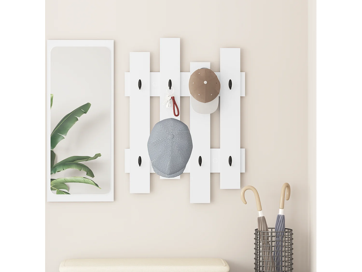 Porte-manteau mural Blanc 60 x 3 x 82 cm Bois d'ingénierie