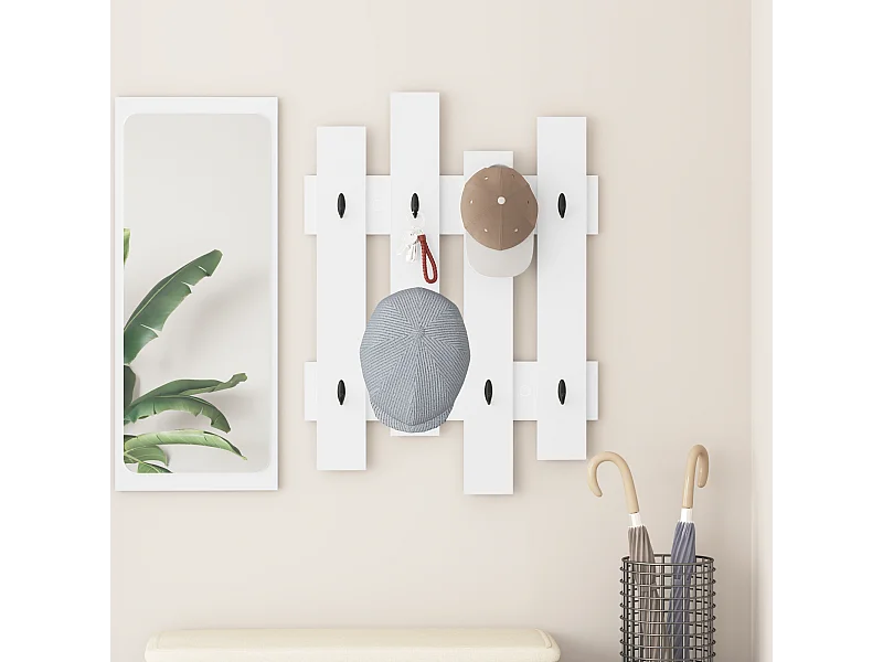 Porte-manteau mural Blanc 60 x 3 x 82 cm Bois d'ingénierie