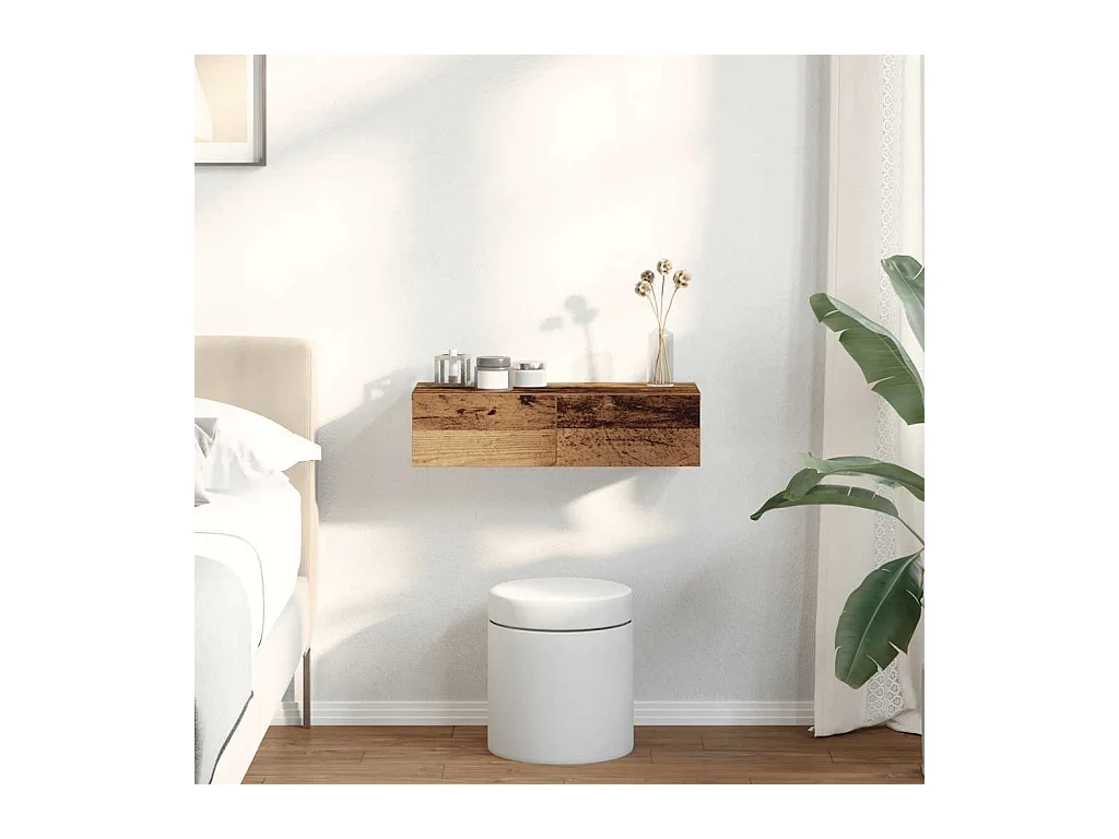 Étagère murale avec tiroirs vieux bois bois d'ingénierie