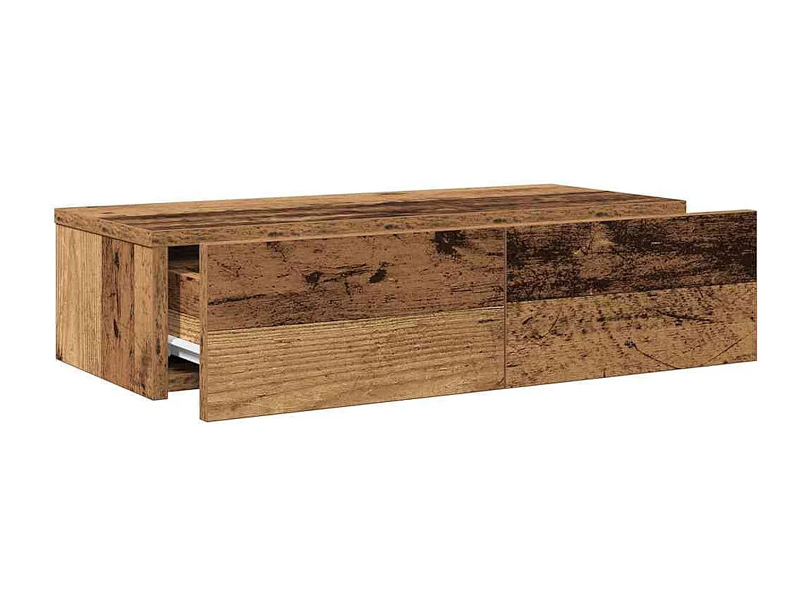 Étagère murale avec tiroirs vieux bois bois d'ingénierie