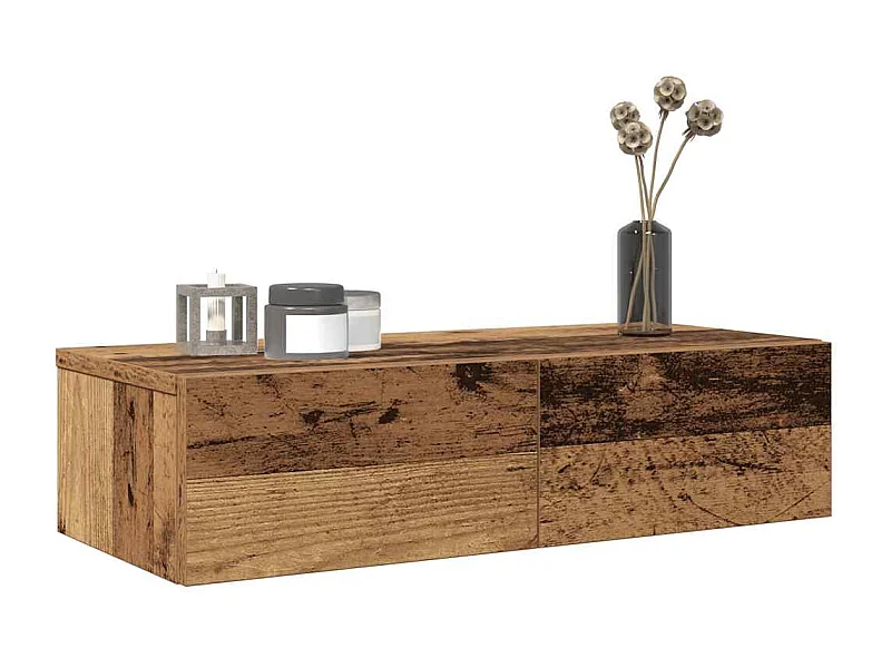 Étagère murale avec tiroirs vieux bois bois d'ingénierie