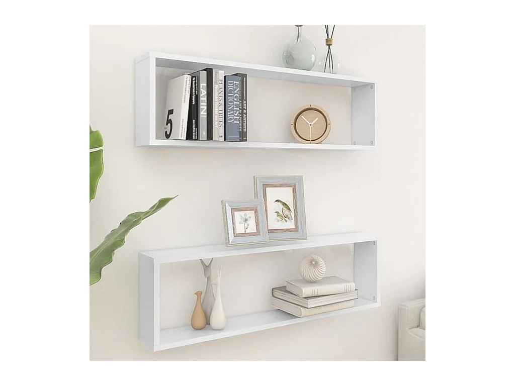 Mensole a cubo da parete 2 pezzi bianche 100x15x30cm in legno ingegnerizzato