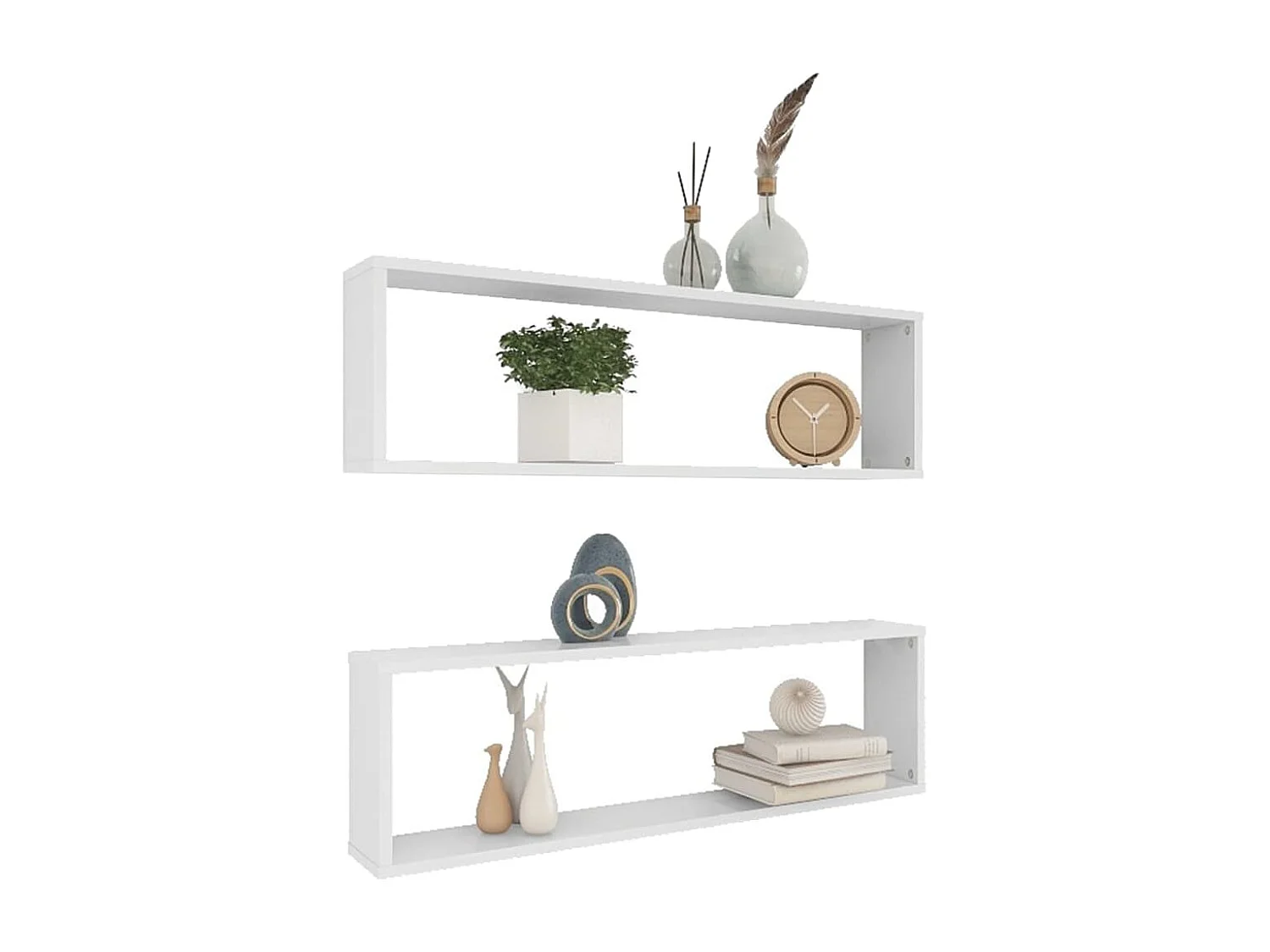 Étagères cube murales 2 pcs blanc 100x15x30cm bois d'ingénierie