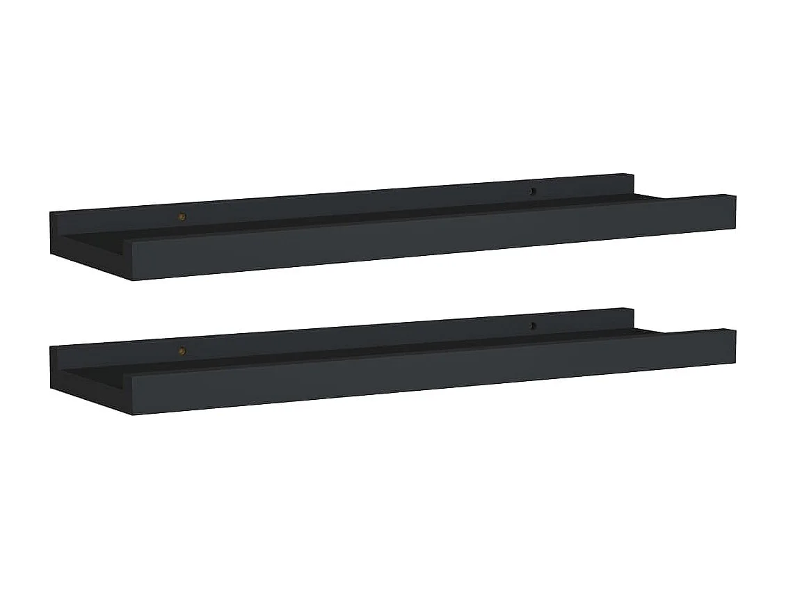 Étagères à rebord pour cadre photo 2 pcs Noir 40x9x3 cm MDF