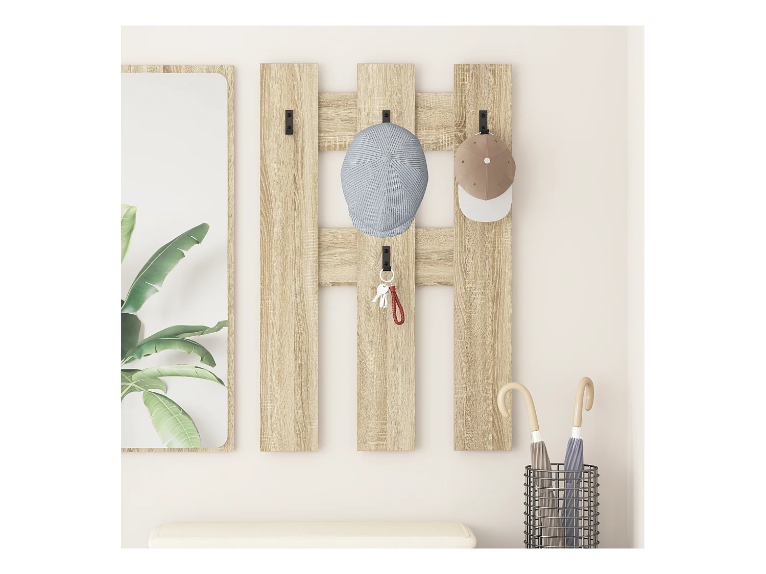 Porte-manteau mural avec stockage Chêne sonoma 65 x 3 x 100 cm