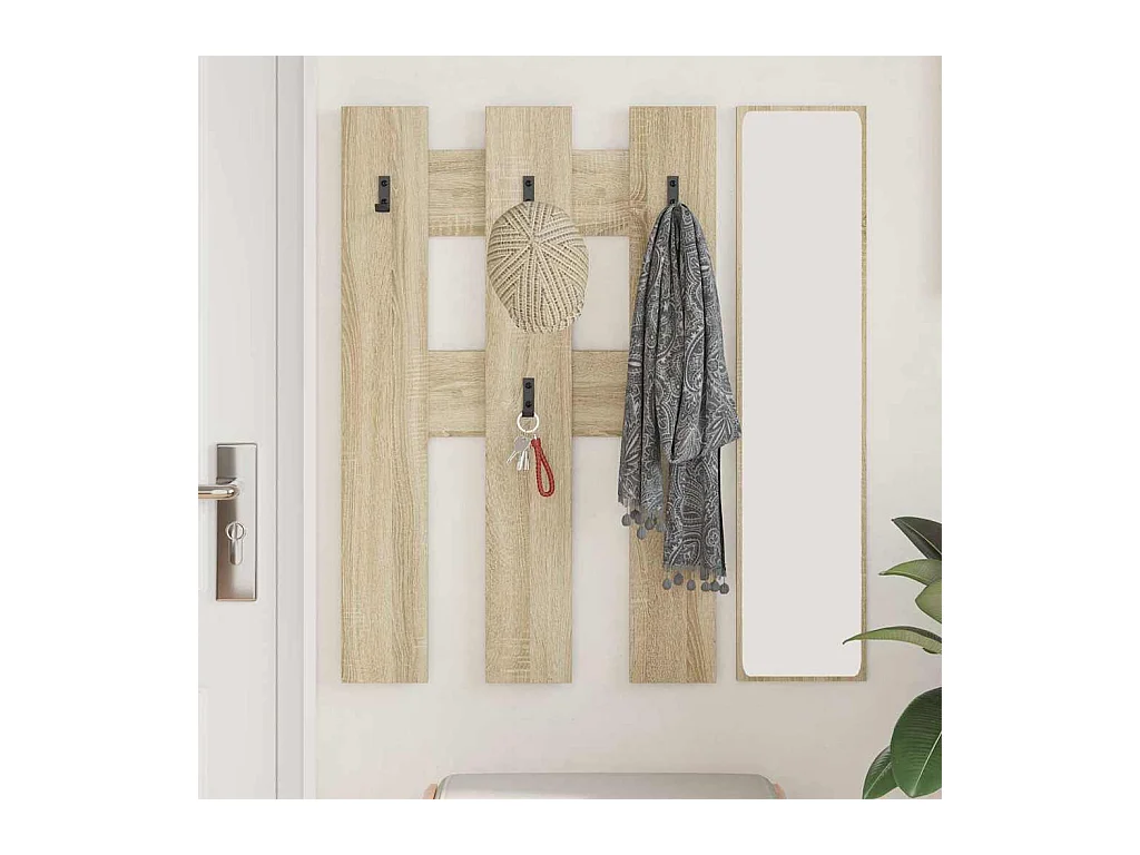 Porte-manteau mural avec stockage Chêne sonoma 65 x 3 x 100 cm