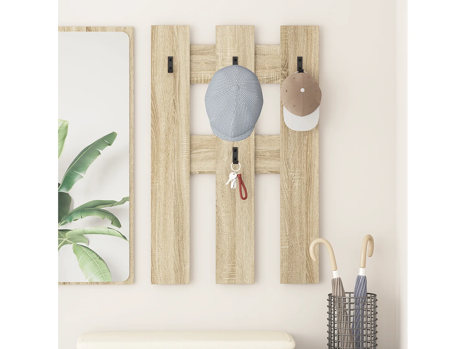 Wandgarderobe mit Ablage Sonoma Eiche 65 x 3 x 100 cm