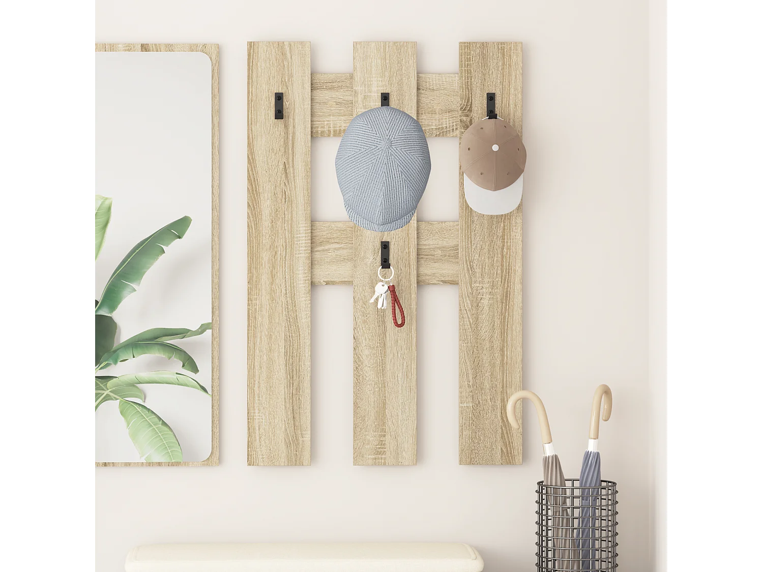 Porte-manteau mural avec stockage Chêne sonoma 65 x 3 x 100 cm