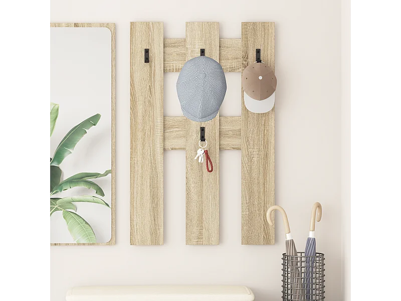 Porte-manteau mural avec stockage Chêne sonoma 65 x 3 x 100 cm