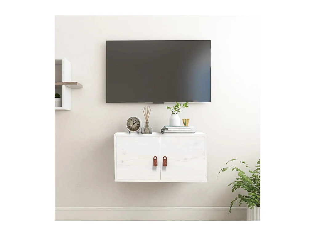 Pensile bianco 60x30x30 cm Legno massello di pino