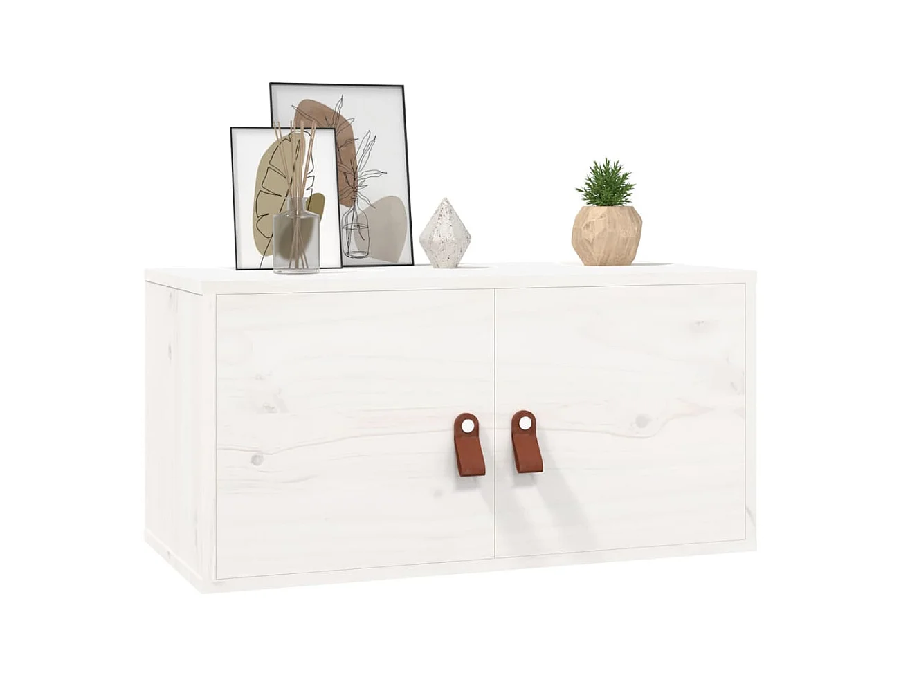 Pensile bianco 60x30x30 cm Legno massello di pino