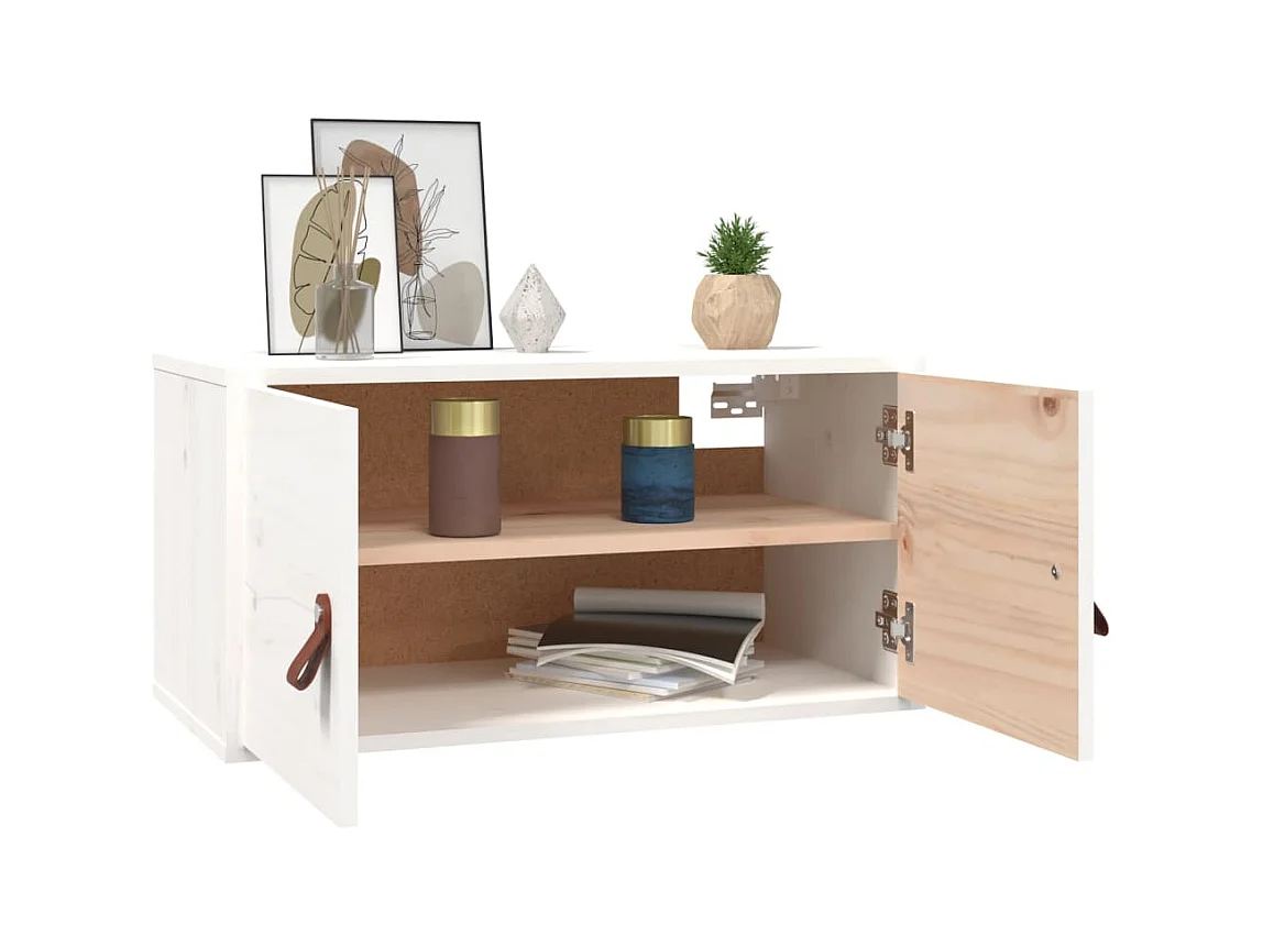 Pensile bianco 60x30x30 cm Legno massello di pino