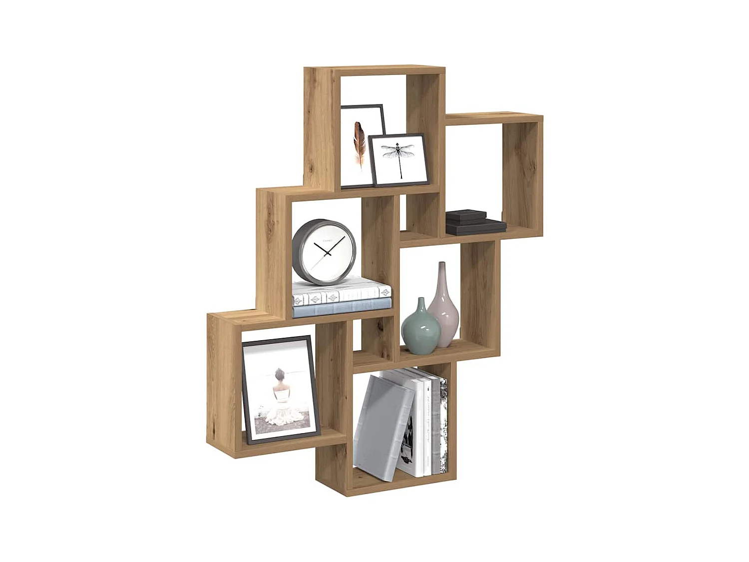 Étagère murale sous forme de cube chêne artisanal 78x15x93 cm