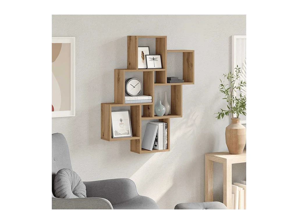 Étagère murale sous forme de cube chêne artisanal 78x15x93 cm