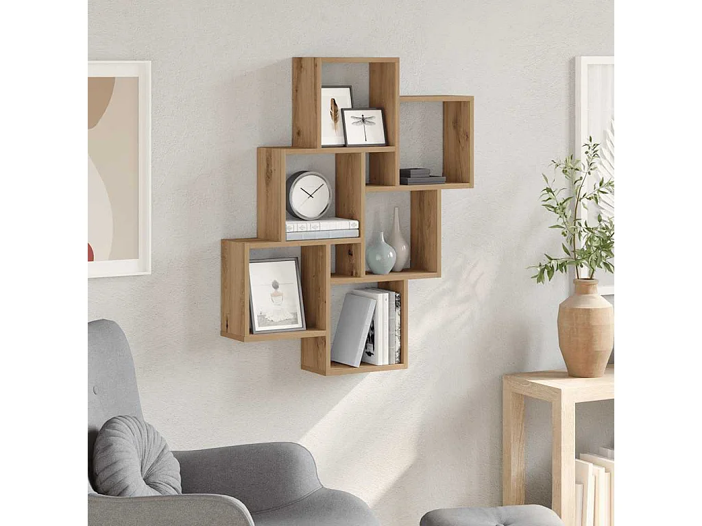 Étagère murale sous forme de cube chêne artisanal 78x15x93 cm
