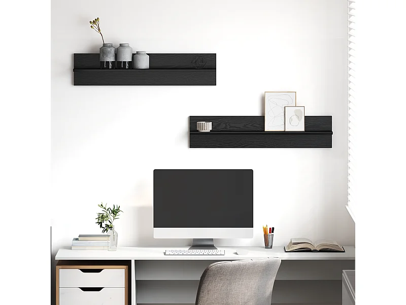 Estantes de pared 2 piezas Roble Negro 80 x 11,5 x 18 cm