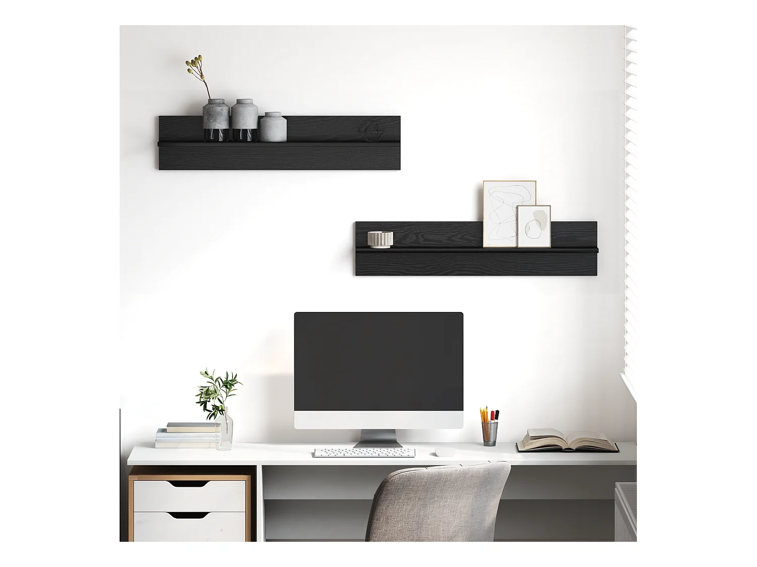Mensole da parete 2 pezzi Rovere nero 80 x 11,5 x 18 cm