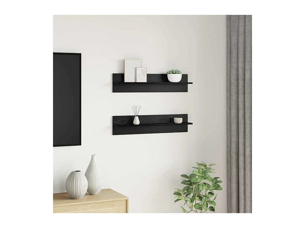 Mensole da parete 2 pezzi Rovere nero 80 x 11,5 x 18 cm