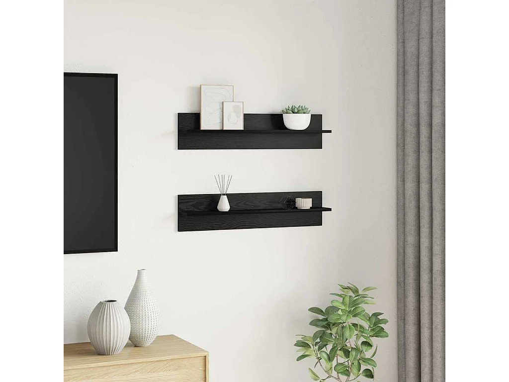 Étagères Murales 2 pcs Chêne Noir 80 x 11,5 x 18 cm