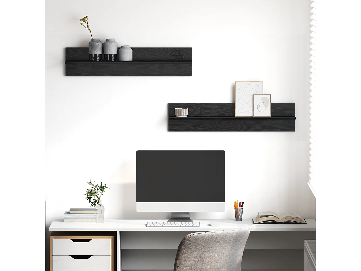 Étagères Murales 2 pcs Chêne Noir 80 x 11,5 x 18 cm