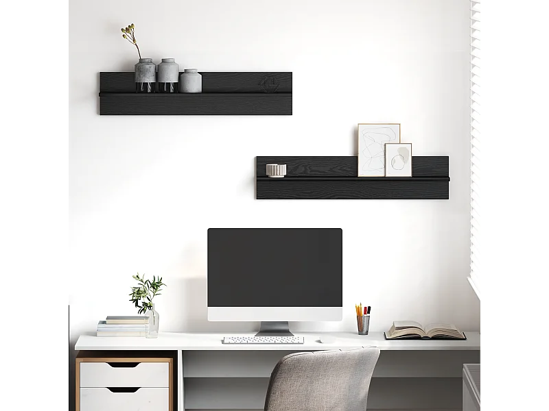 Étagères Murales 2 pcs Chêne Noir 80 x 11,5 x 18 cm