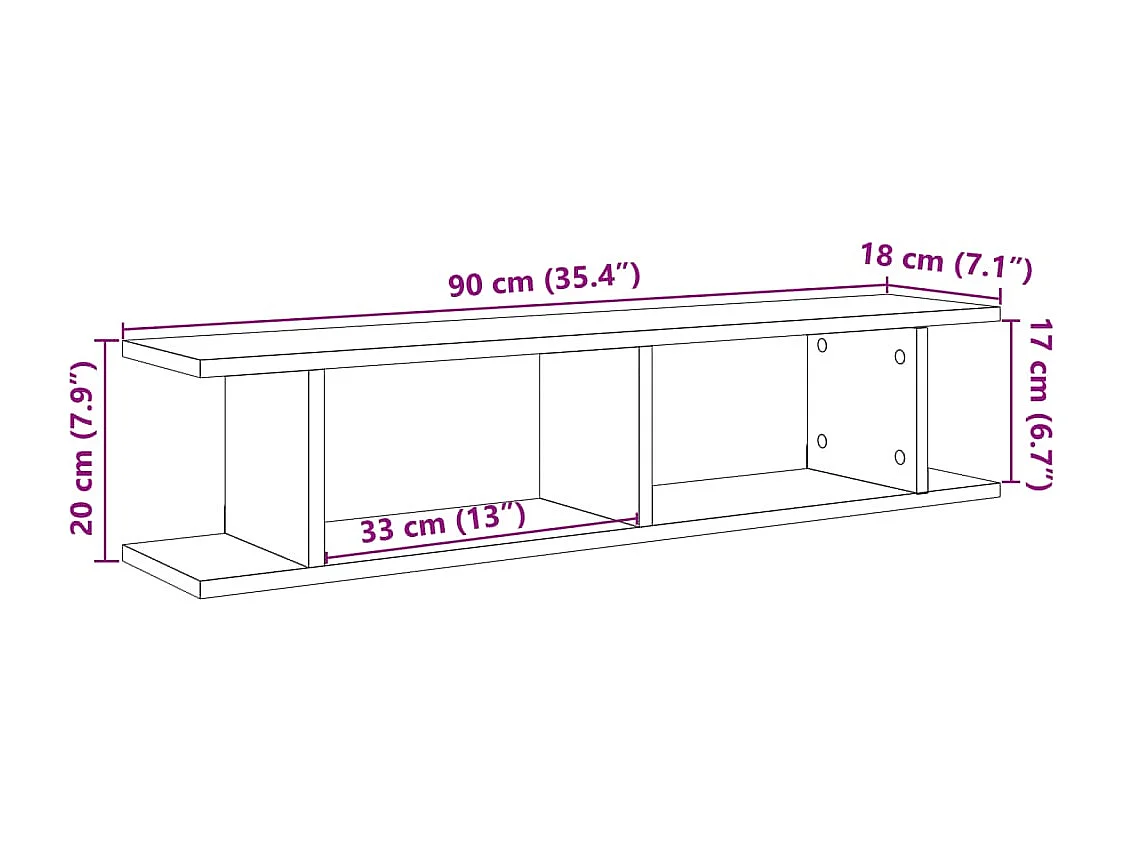 Étagères murales 2 pcs chêne artisanal 90x18x20 cm