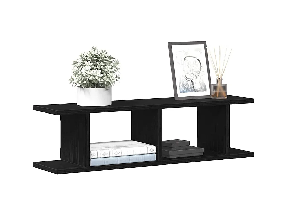 Mensole da parete 2 pezzi rovere nero 75x18x20 cm in legno ingegnerizzato