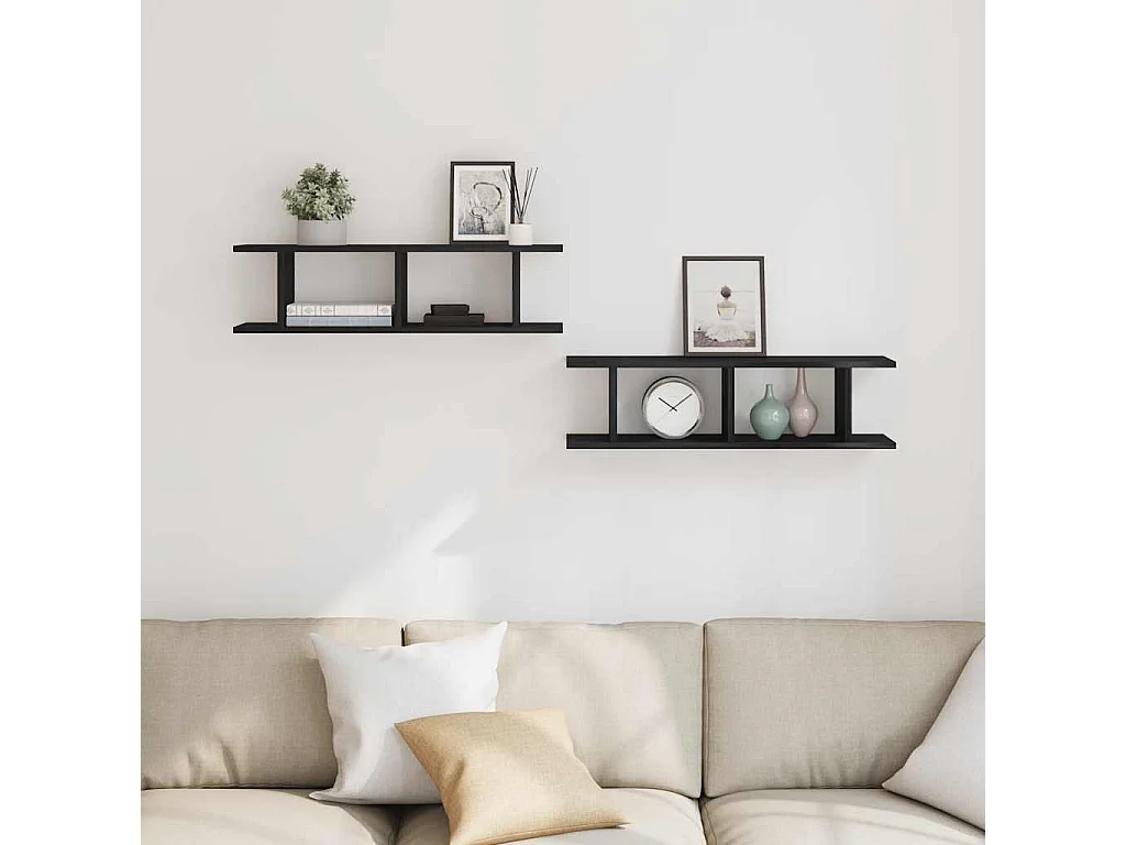 Étagères murales 2 pcs chêne noir 75x18x20 cm bois d'ingénierie