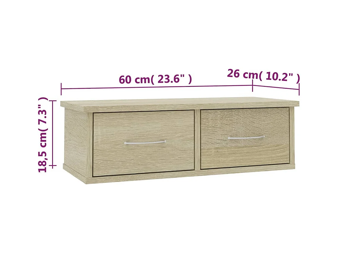 Étagère murale avec tiroirs Chêne sonoma Bois d'ingénierie