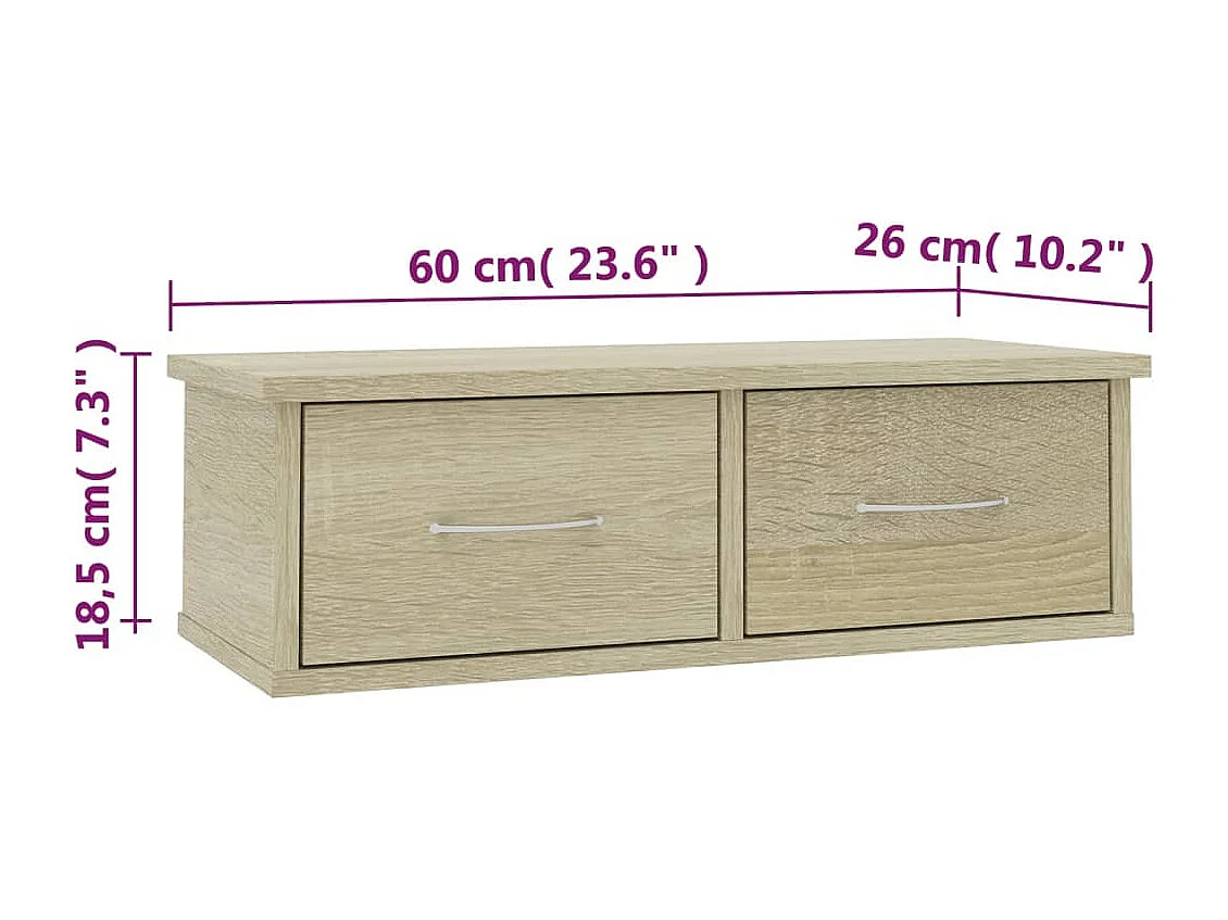 Wandplank met lades Sonoma eiken Technisch hout