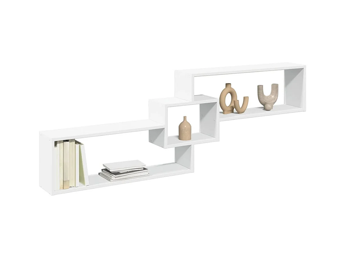 Wandkast 158x18x53 cm wit bewerkt hout