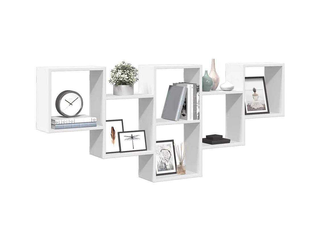 Weißes Wandregal 159x18x66 cm Holzwerkstoff