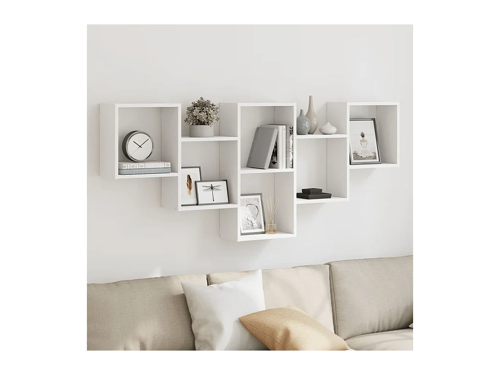 Witte wandplank 159x18x66 cm bewerkt hout