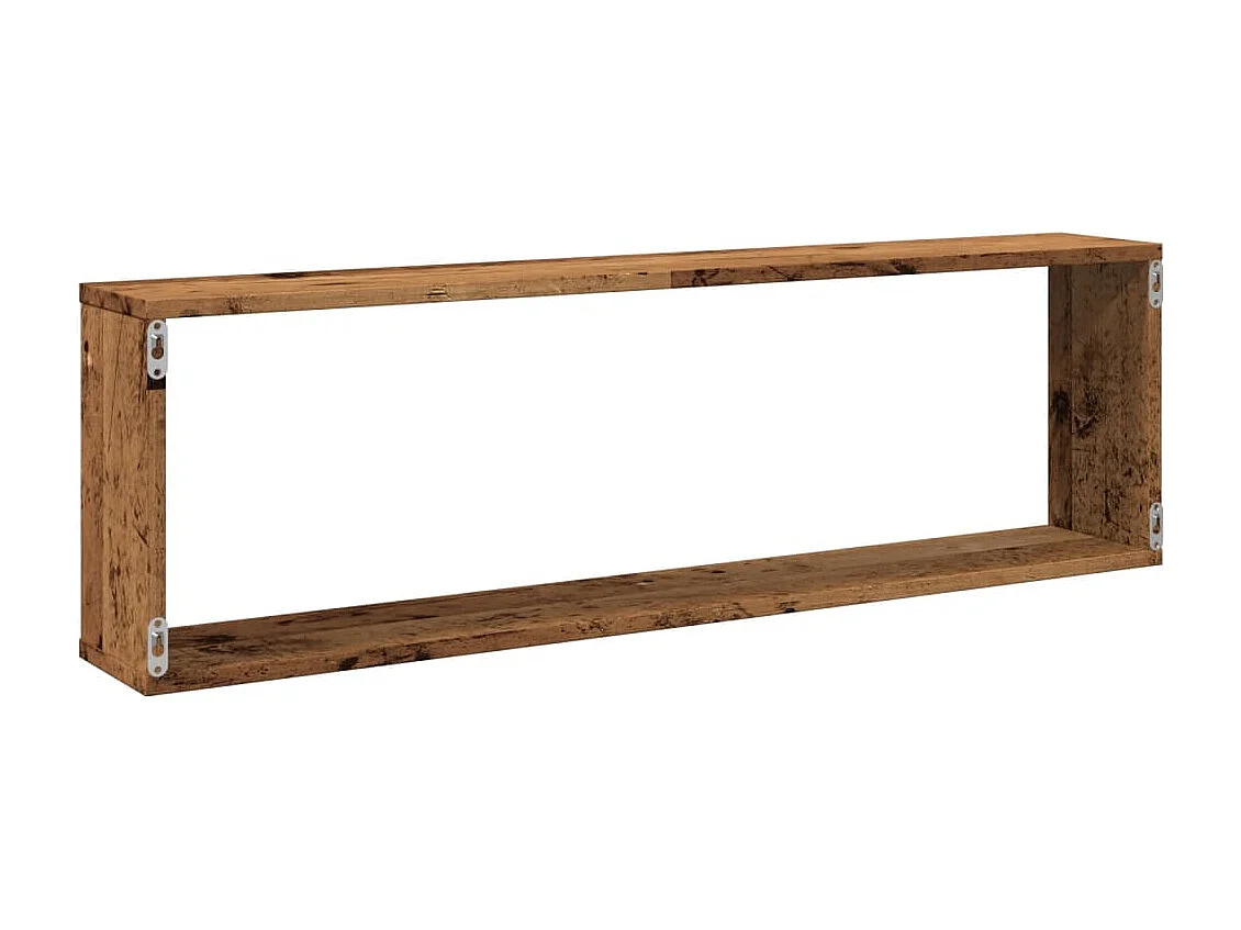 Estantes de pared cubo 4 piezas madera vieja 100x15x30 cm