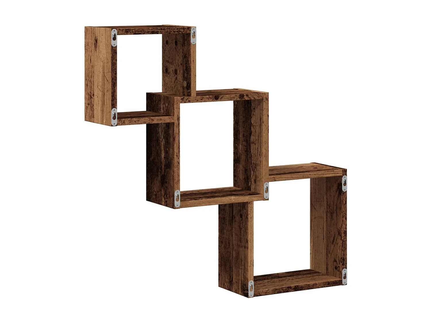 Estante de pared cúbico de madera vieja de ingeniería de madera