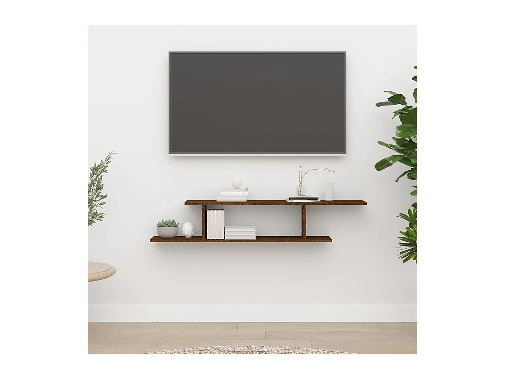 Étagère TV murale Chêne marron 125x18x23 cm Bois d'ingénierie